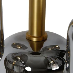 Hängelampe schwarz mit Gold mit Rauchglas inkl. 5 PUCC - Zuzanna