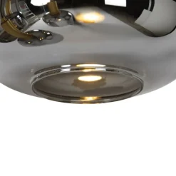 Hängelampe schwarz mit Gold mit Rauchglas inkl. 5 PUCC - Zuzanna