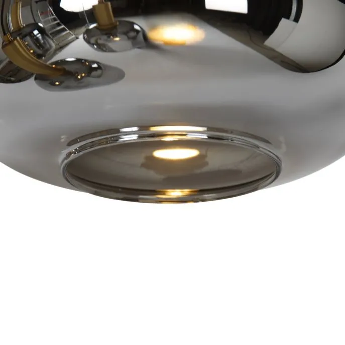 Hängelampe schwarz mit Gold mit Rauchglas inkl. 5 PUCC - Zuzanna