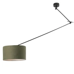 Hängelampe schwarz mit Lampenschirm 35 cm olivgrün verstellbar - Blitz I