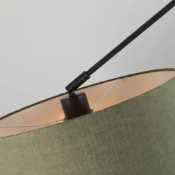 Hängelampe schwarz mit Lampenschirm 35 cm olivgrün verstellbar - Blitz I