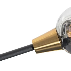 Hängelampe schwarz mit Messing und Rauchglas 6 Lichter - Vidro
