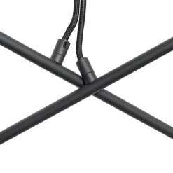 Hängelampe schwarz mit Messing und Rauchglas 6 Lichter - Vidro