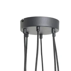 Hängelampe schwarz mit Messing und Rauchglas 6 Lichter - Vidro