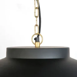 Hängelampe schwarz mit Messing innen 60 cm - Hoodi