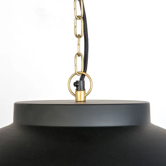 Hängelampe schwarz mit Messing innen 60 cm - Hoodi