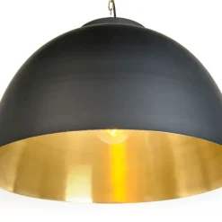 Hängelampe schwarz mit Messing innen 60 cm - Hoodi