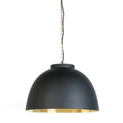 Hängelampe schwarz mit Messing innen 60 cm - Hoodi
