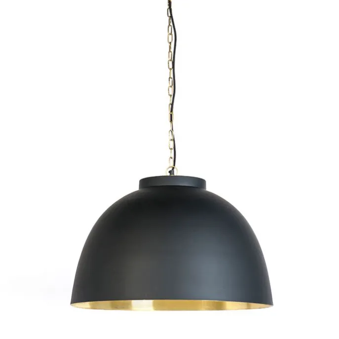 Hängelampe schwarz mit Messing innen 60 cm - Hoodi