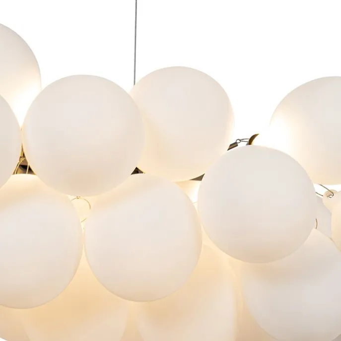 Hängelampe schwarz mit Opalglas 8-flammig länglich - Uvas