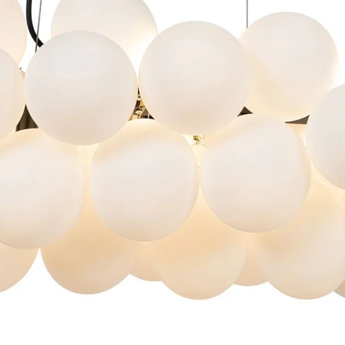 Hängelampe schwarz mit Opalglas 8-flammig länglich - Uvas