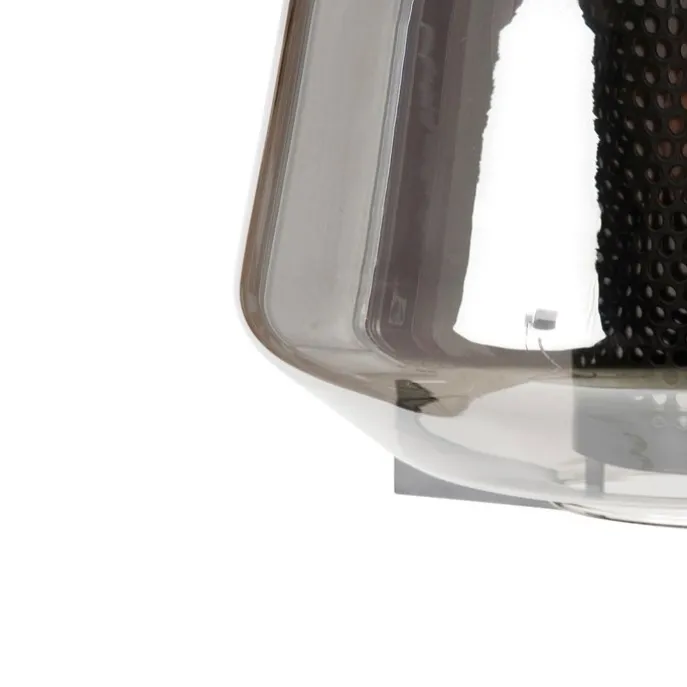 Hängelampe schwarz mit Rauchglas 30 cm länglich 3-flammig - Kevin