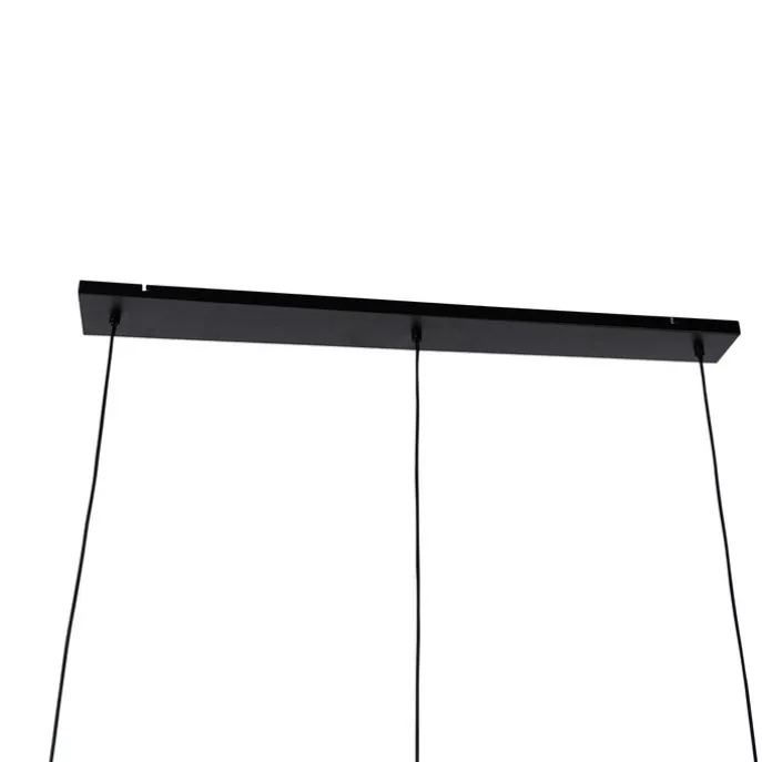 Hängelampe schwarz mit Rauchglas 30 cm länglich 3-flammig - Kevin