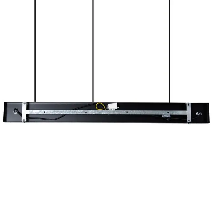 Hängelampe schwarz mit Rauchglas 30 cm länglich 3-flammig - Kevin