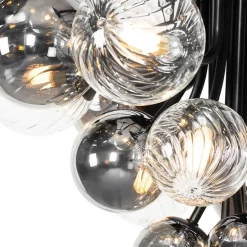 Hängelampe schwarz mit Rauch und klarem Glas 13 Lichter - Bonnie