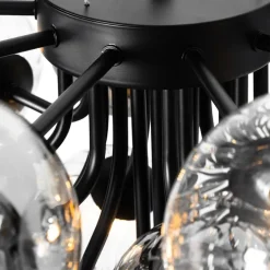 Hängelampe schwarz mit Rauch und klarem Glas 13 Lichter - Bonnie