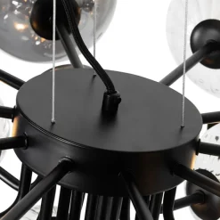 Hängelampe schwarz mit Rauch und klarem Glas 13 Lichter - Bonnie