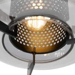 Hängelampe schwarz mit Rauchglas rund 3 Lichter - Kevin