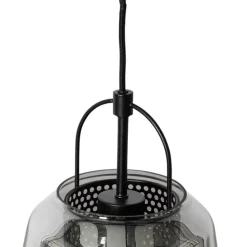 Hängelampe schwarz mit Rauchglas 23 cm länglich 3-flammig - Kevin