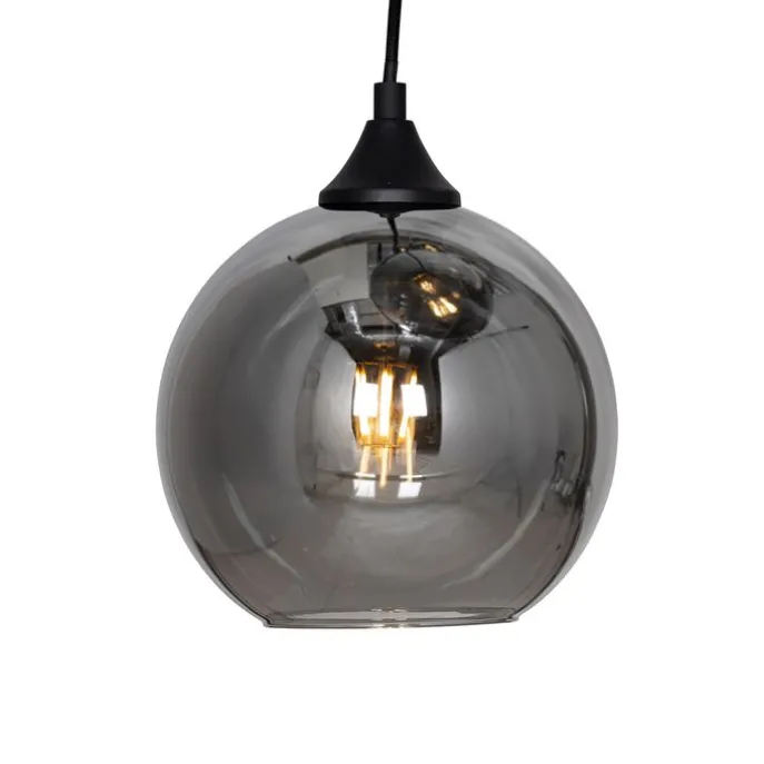Hängelampe schwarz mit Rauchglas rund 7-flammig - Sandra
