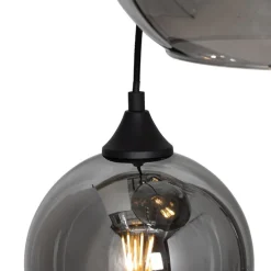 Hängelampe schwarz mit Rauchglas rund 7-flammig - Sandra