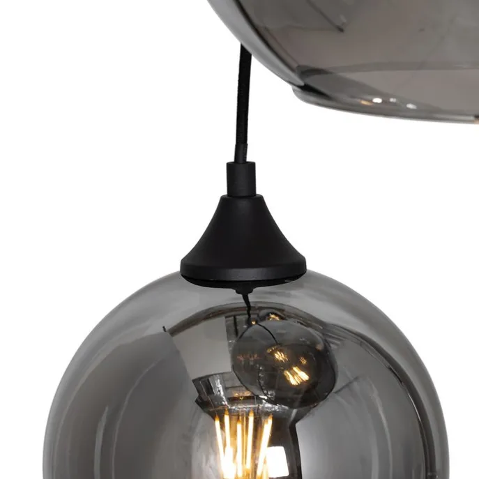 Hängelampe schwarz mit Rauchglas rund 7-flammig - Sandra