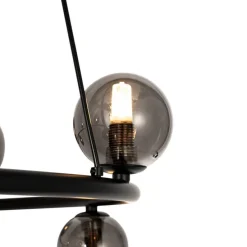 Hängelampe schwarz mit Rauchglas rund 8-flammig - Monaco