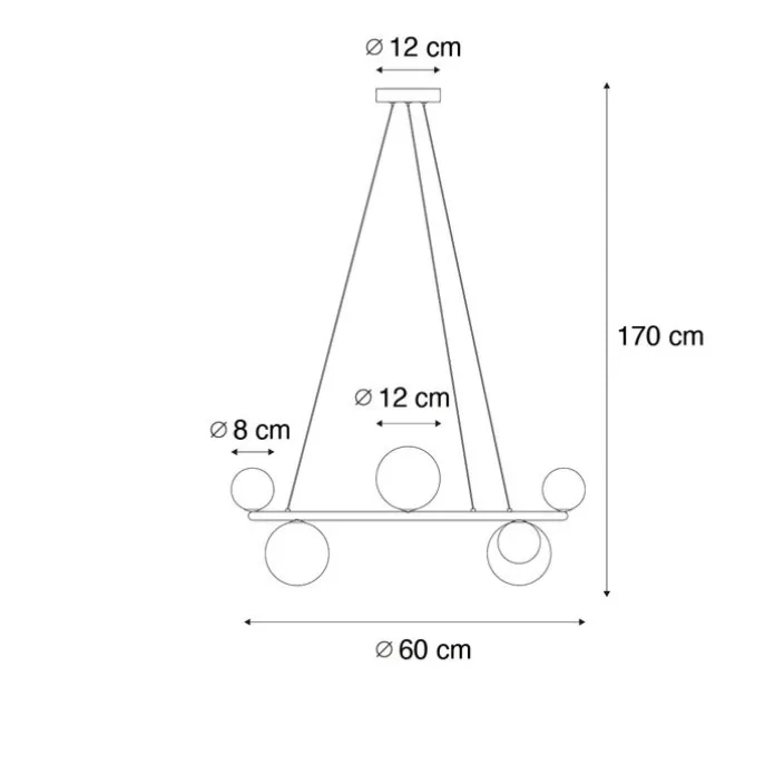 Hängelampe schwarz mit Rauchglas rund 8-flammig - Monaco