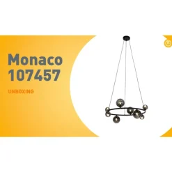 Hängelampe schwarz mit Rauchglas rund 8-flammig - Monaco