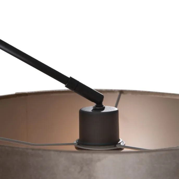 Hängelampe Schwarz mit Samtschirm Taupe 35cm - Blitz