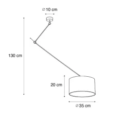 Hängelampe Schwarz mit Samtschirm Taupe 35cm - Blitz