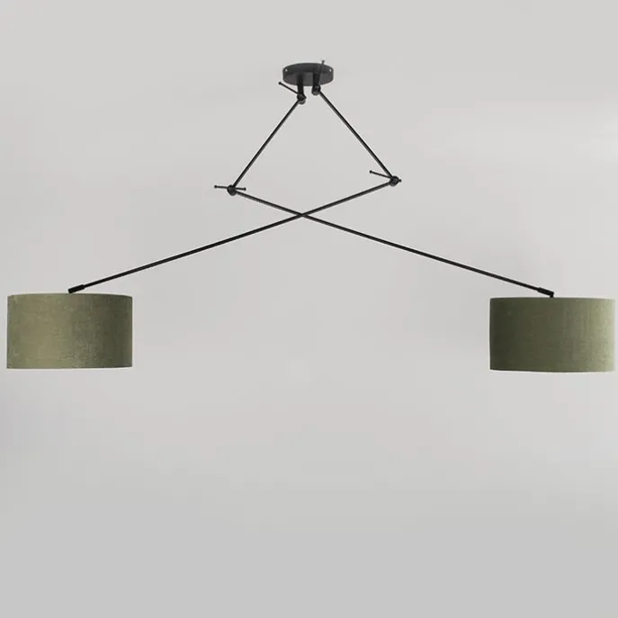 Hängelampe schwarz mit Schirm 35 cm grün verstellbar - Blitz II