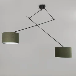 Hängelampe schwarz mit Schirm 35 cm grün verstellbar - Blitz II
