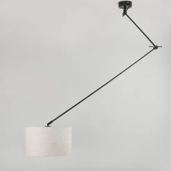 Hängelampe schwarz mit Schirm 35 cm hellgrau verstellbar - Blitz I