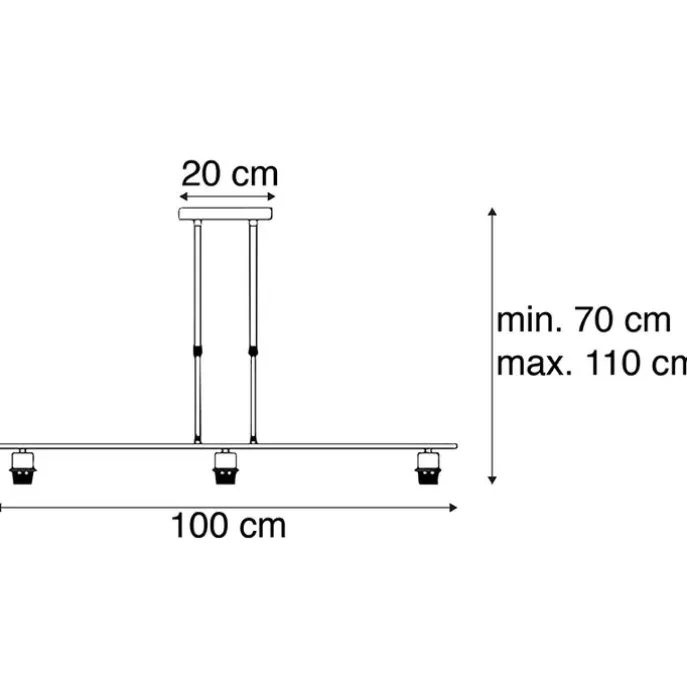 Hängelampe schwarz ohne Schirm - Combi 3 Deluxe