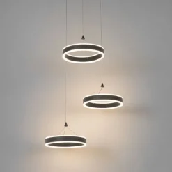 Hängelampe schwarz rund inkl. LED 3-stufig dimmbar 3-Licht - Lyani