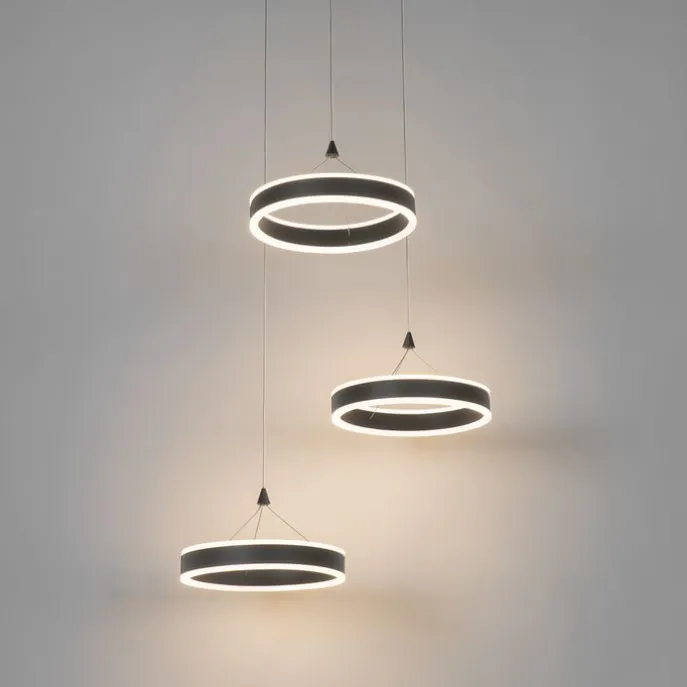 Hängelampe schwarz rund inkl. LED 3-stufig dimmbar 3-Licht - Lyani