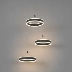 Hängelampe schwarz rund inkl. LED 3-stufig dimmbar 3-Licht - Lyani