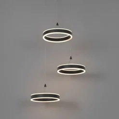 Hängelampe schwarz rund inkl. LED 3-stufig dimmbar 3-Licht - Lyani