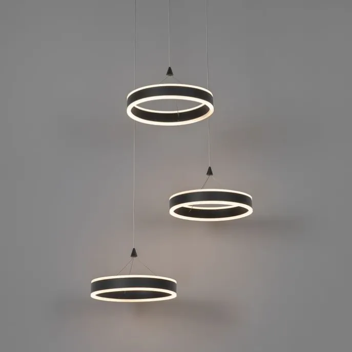 Hängelampe schwarz rund inkl. LED 3-stufig dimmbar 3-Licht - Lyani