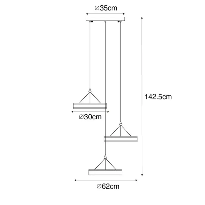 Hängelampe schwarz rund inkl. LED 3-stufig dimmbar 3-Licht - Lyani