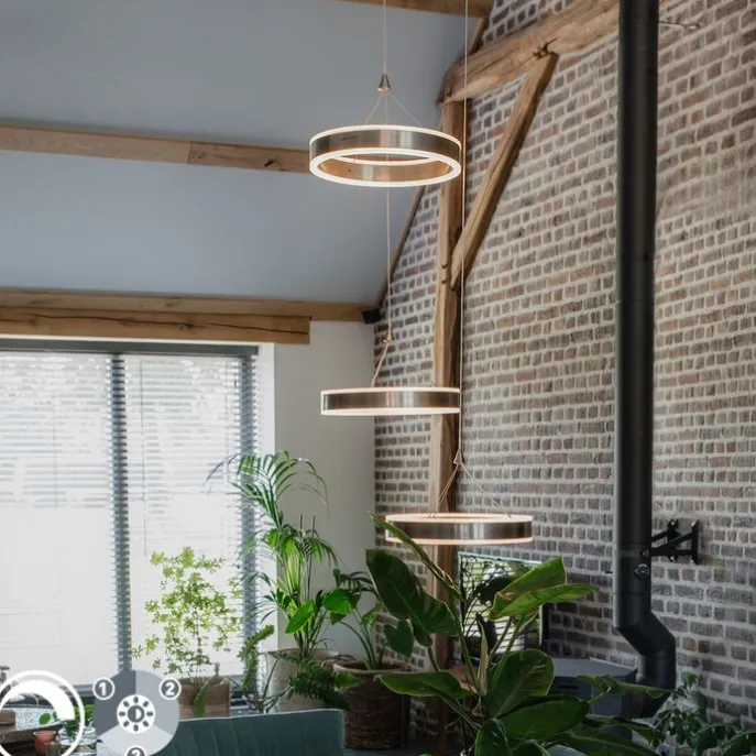 Hängelampe Stahl rund inkl. LED 3-Stufen dimmbar 3-Licht - Lyani