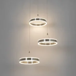 Hängelampe Stahl rund inkl. LED 3-Stufen dimmbar 3-Licht - Lyani