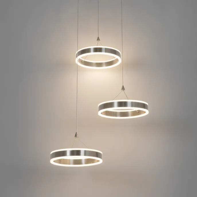 Hängelampe Stahl rund inkl. LED 3-Stufen dimmbar 3-Licht - Lyani