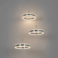 Hängelampe Stahl rund inkl. LED 3-Stufen dimmbar 3-Licht - Lyani