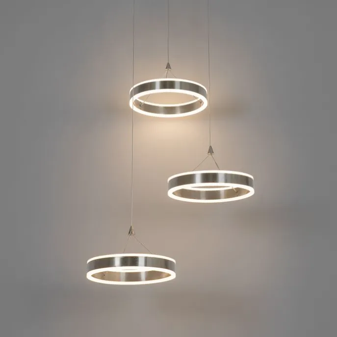 Hängelampe Stahl rund inkl. LED 3-Stufen dimmbar 3-Licht - Lyani