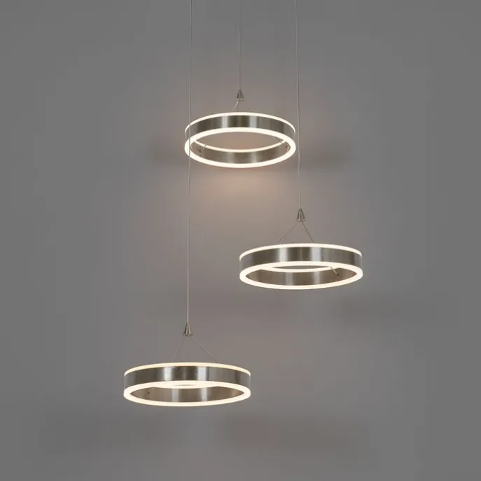 Hängelampe Stahl rund inkl. LED 3-Stufen dimmbar 3-Licht - Lyani