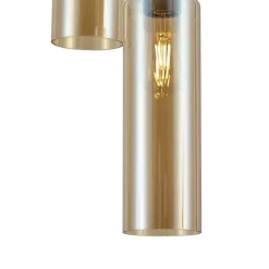 Hotel Chic Hängelampe Dunkelbronze mit bernsteinfarbenem Glas 5-flammig - Stavelot