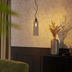 Hotel Chic Hängelampe Dunkelbronze mit bernsteinfarbenem Glas - Stavelot