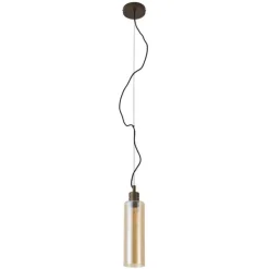 Hotel Chic Hängelampe Dunkelbronze mit bernsteinfarbenem Glas - Stavelot